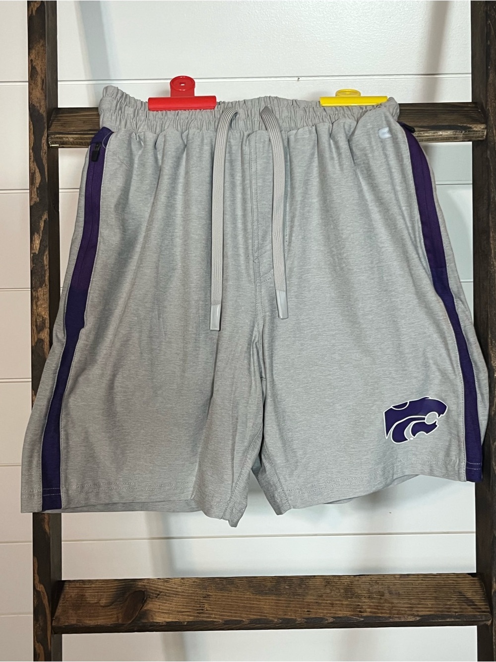 Colosseum Gray Athletic Shorts with Purple Trim